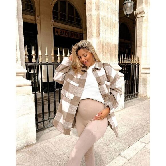 Oversized Shirt Plaid Jacket Shacket Neutrals New - Picture 12 of 16